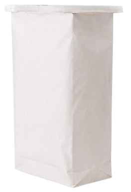 White laminated paper bag with valve-style top